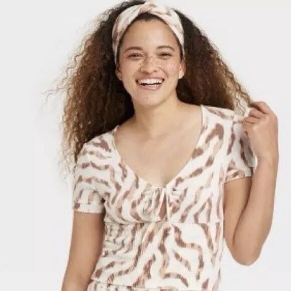 Colsie 2 Piece V-Neck Top And Matching Headband Set, Size XL, NWT - Picture 1 of 12